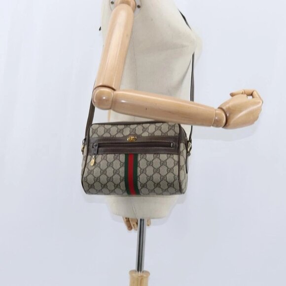GUCCI GG Supreme Web Sherry Line Shoulder Bag PVC Beige Gold 010 378 Auth 147769 - Picture 14 of 16